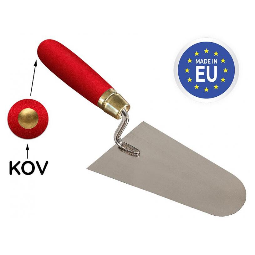 Rozsdamentes acél simító, Strend Pro Premium, félkerek, 200 mm, fa nyél, piros