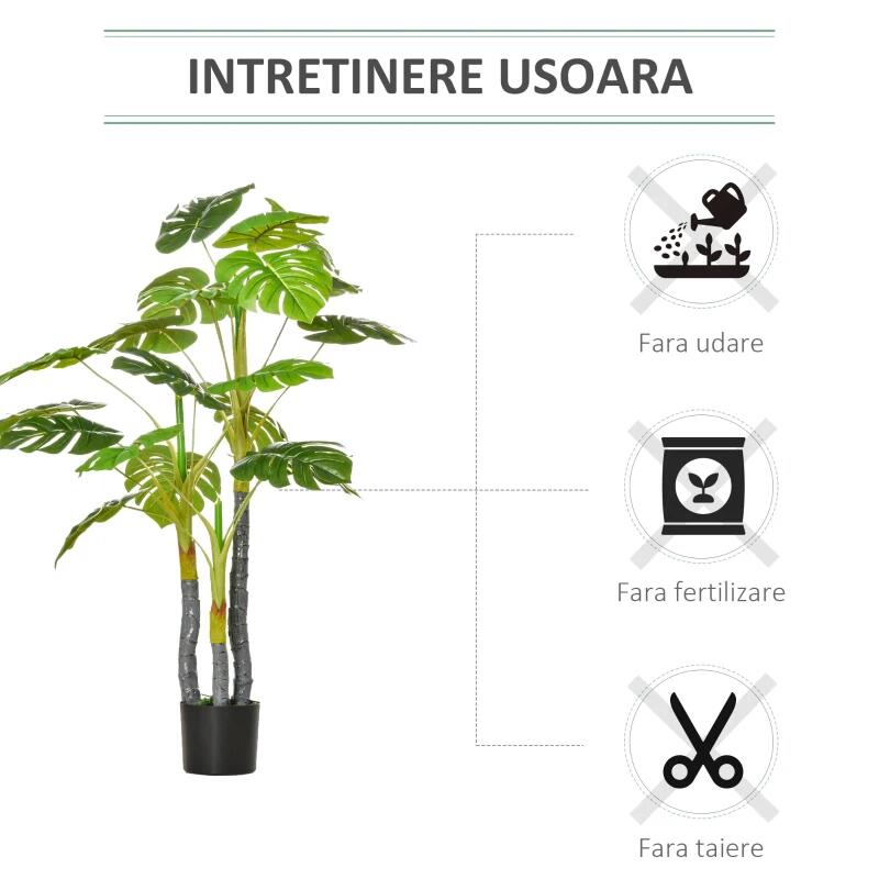 Műnövény, monstera cseréppel, zöld, 120 cm