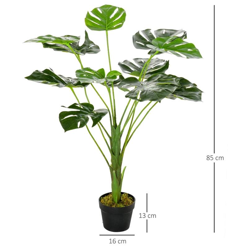 Műnövény, monstera cseréppel, zöld, 85 cm