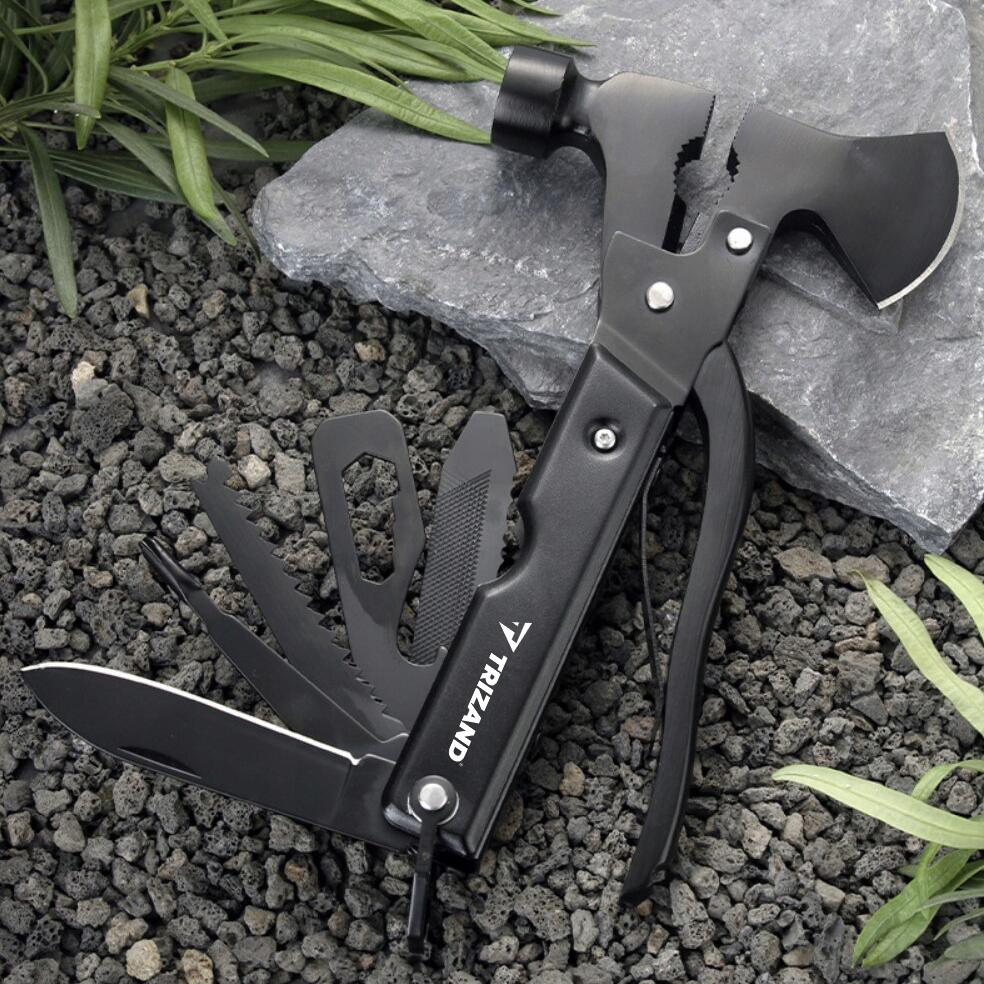 Unealta, briceag multifunctional, 17 in 1, model Survival, inox, cu husa, Trizand