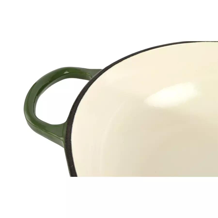 Zománcozott öntöttvas edény fedővel, rozsdamentes acél fogantyúval, zöld, 5,5 L, Perfect Home
