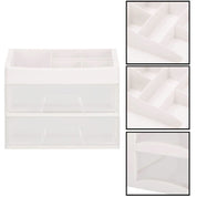 Organizator cosmetice, plastic, 3 niveluri, 2 sertare, alb, 30x25x34 cm, Springos