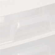 Organizator cosmetice, plastic, 3 niveluri, 2 sertare, alb, 30x25x34 cm, Springos
