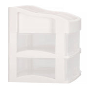 Organizator cosmetice, plastic, 3 niveluri, 2 sertare, alb, 30x25x34 cm, Springos