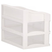 Organizator cosmetice, plastic, 3 niveluri, 2 sertare, alb, 30x25x34 cm, Springos