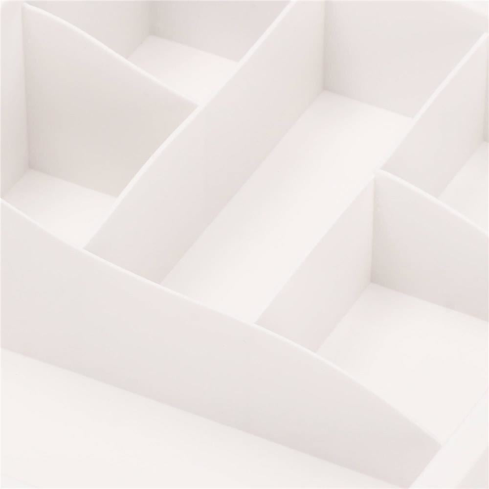 Organizator cosmetice, plastic, 3 niveluri, 2 sertare, alb, 30x25x34 cm, Springos