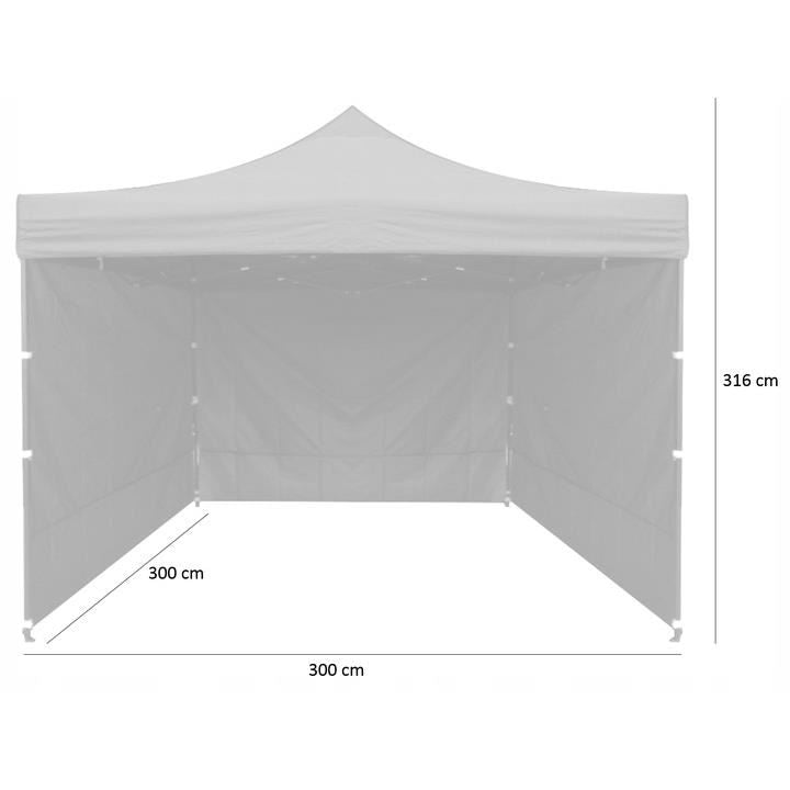 Kerti/kereskedelmi pavilon, fémvázas, 3 falú, összecsukható, kék, 3x3x3,16 m