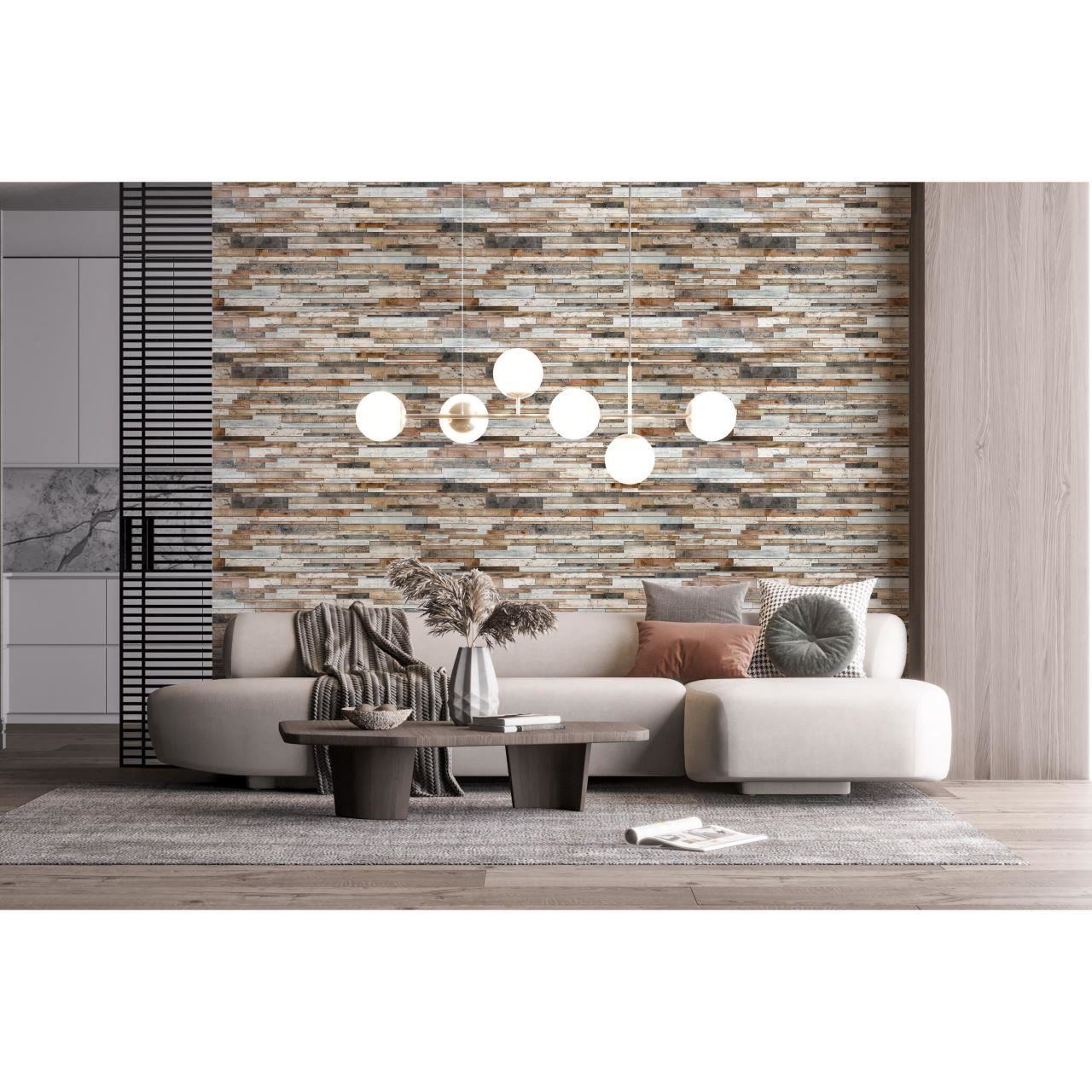 Dekoratív panel, PVC, 3D kőminta, barna és fekete árnyalatok, 96x48,5cm