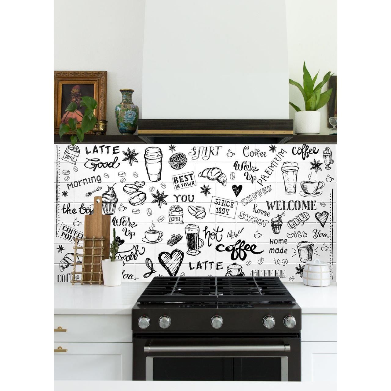 Dekoratív panel, PVC, modern minta, fekete-fehér, 96x48,5 cm