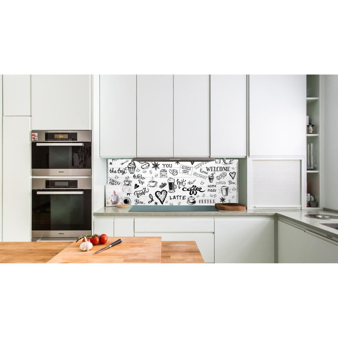 Dekoratív panel, PVC, modern minta, fekete-fehér, 96x48,5 cm