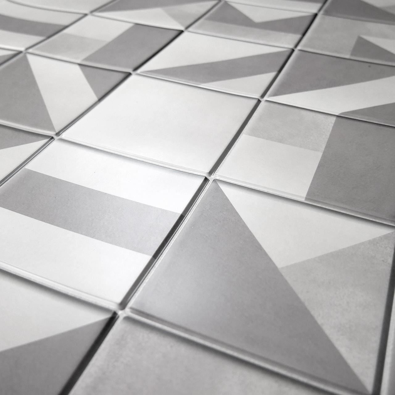 Dekoratív panel, PVC, márványminta, geometrikus, fehér és szürke, 96x48,5cm