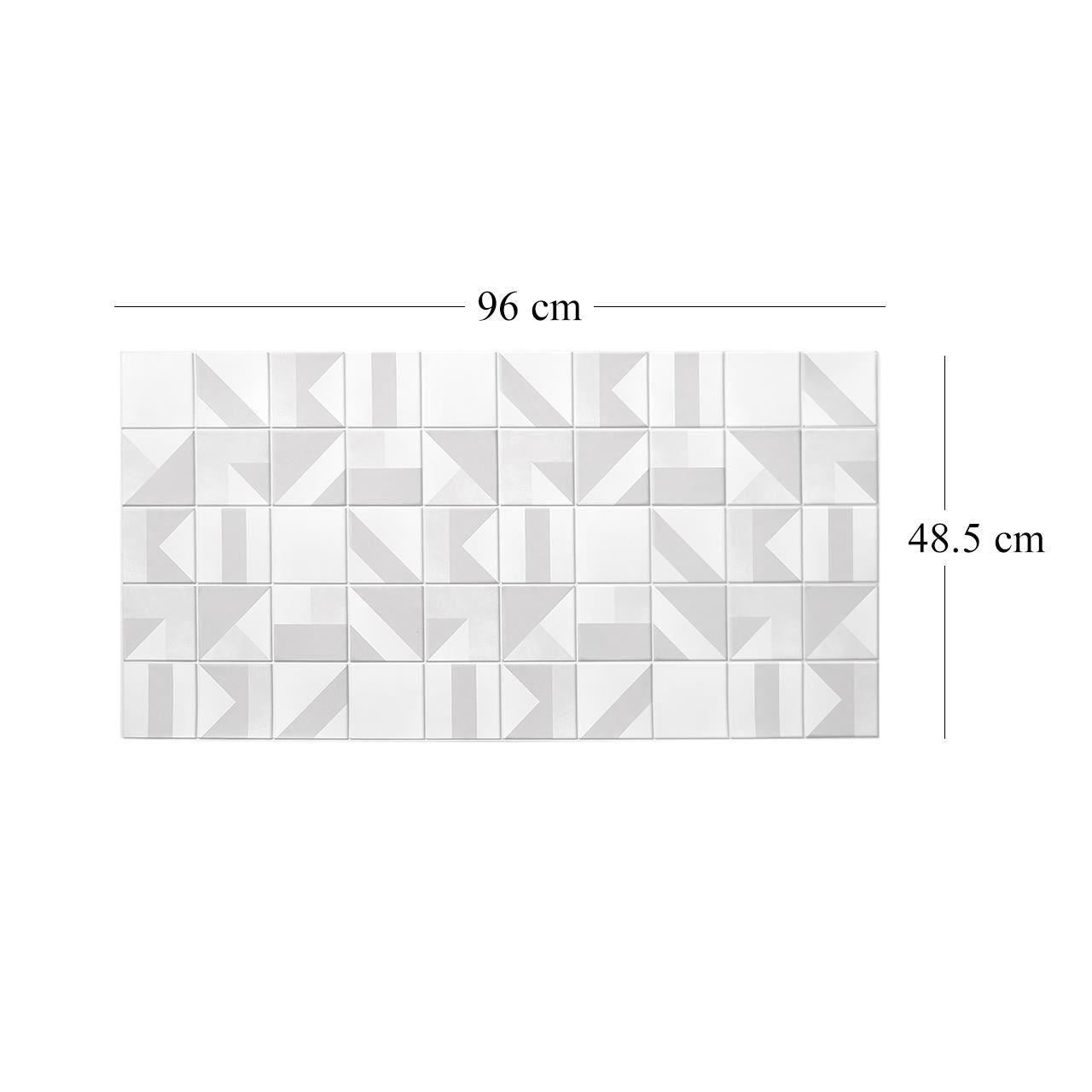 Dekoratív panel, PVC, márványminta, geometrikus, fehér és szürke, 96x48,5cm