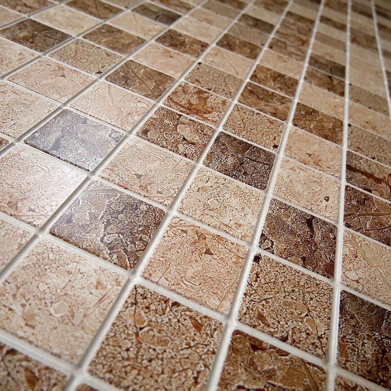 Dekoratív panel, PVC, mozaikminta, piszkosbarna árnyalatok, 96x48,5cm