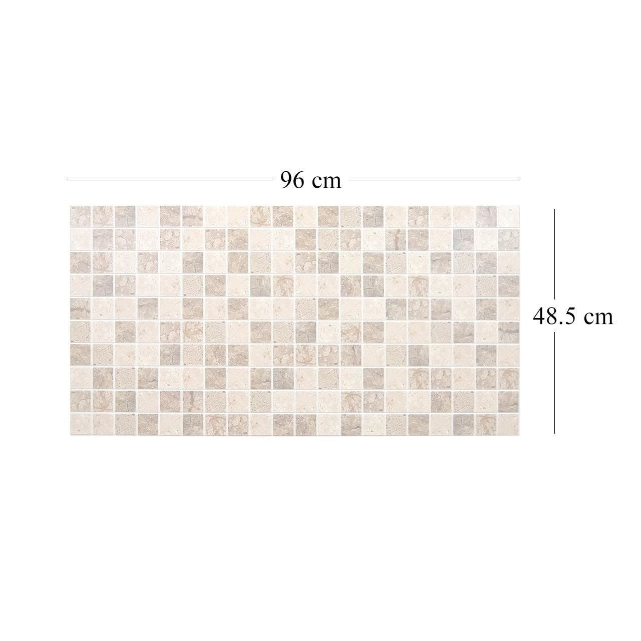 Dekoratív panel, PVC, mozaikminta, piszkosbarna árnyalatok, 96x48,5cm
