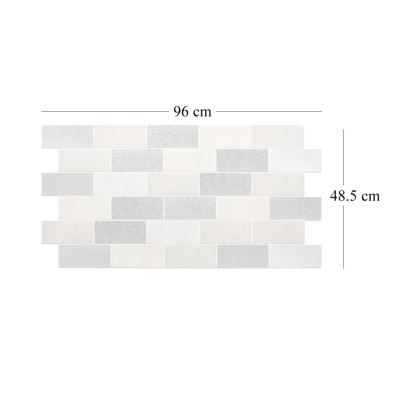 Dekoratív panel, PVC, 3D textilminta, pasztell szürke árnyalatok, 96x48,5cm