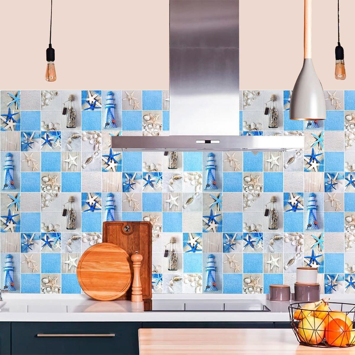 Panou decorativ, PVC, model exotic, albastru si bej, 96x48.5cm