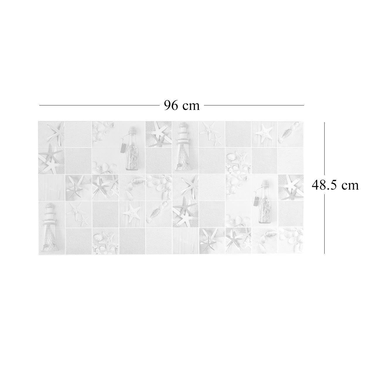 Dekoratív panel, PVC, egzotikus minta, kék és bézs, 96x48,5cm