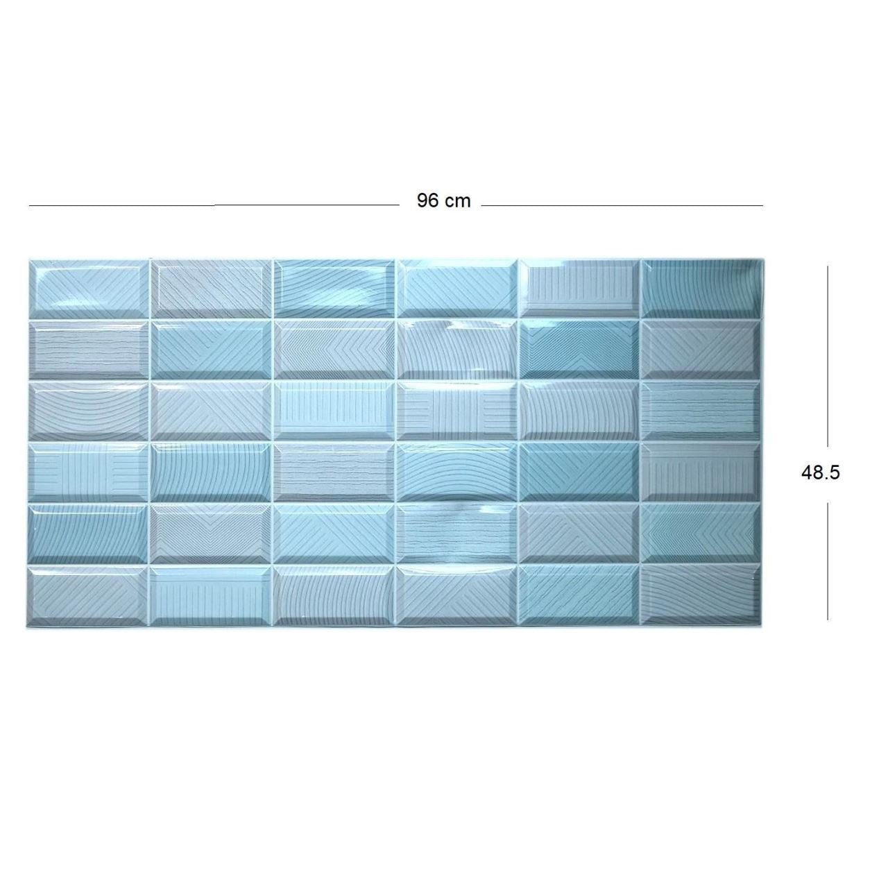 Dekoratív panel, PVC, 3D téglaminta, kék, 96x48,5 cm