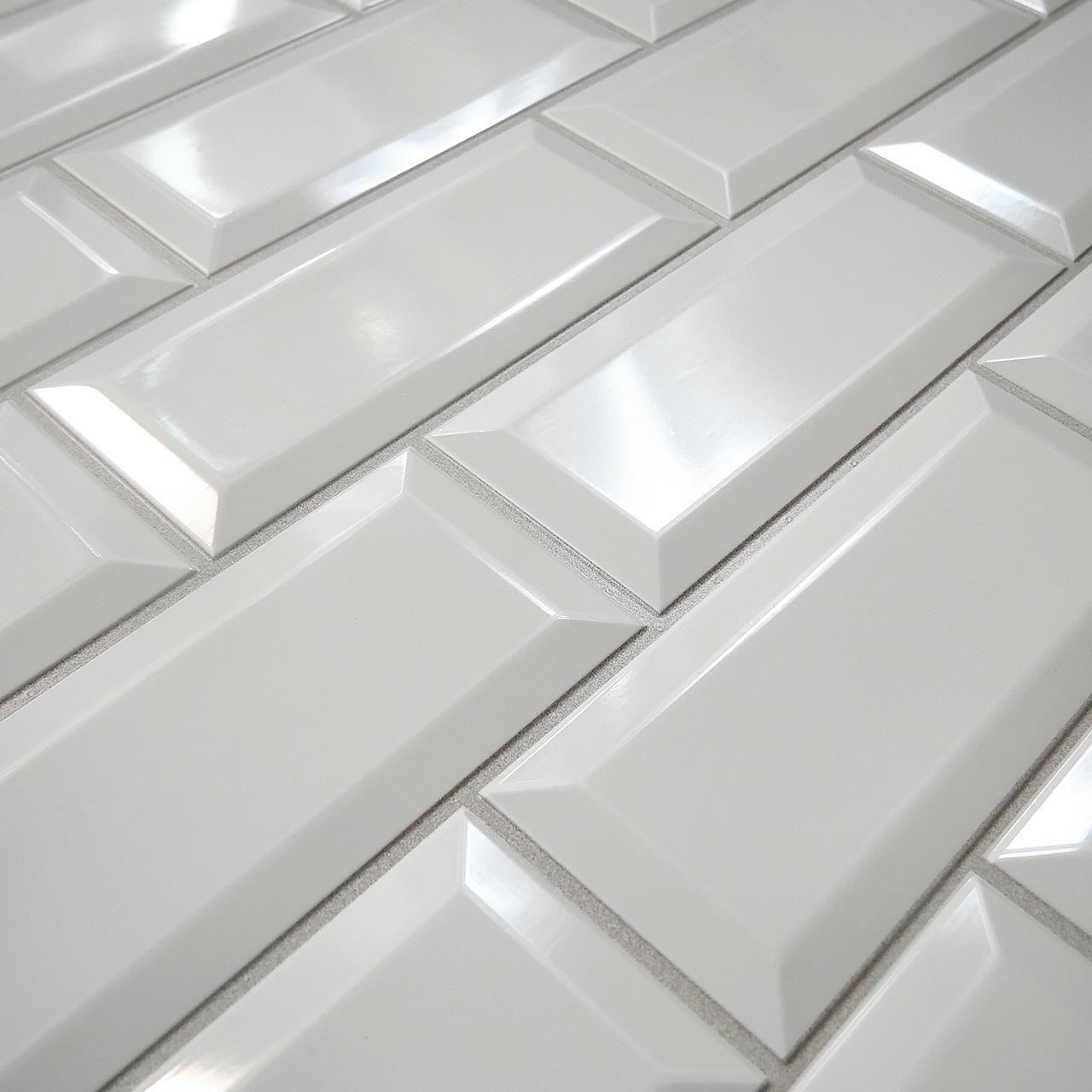 Dekoratív panel, PVC, 3D téglaminta, fehér, 96x48,5 cm