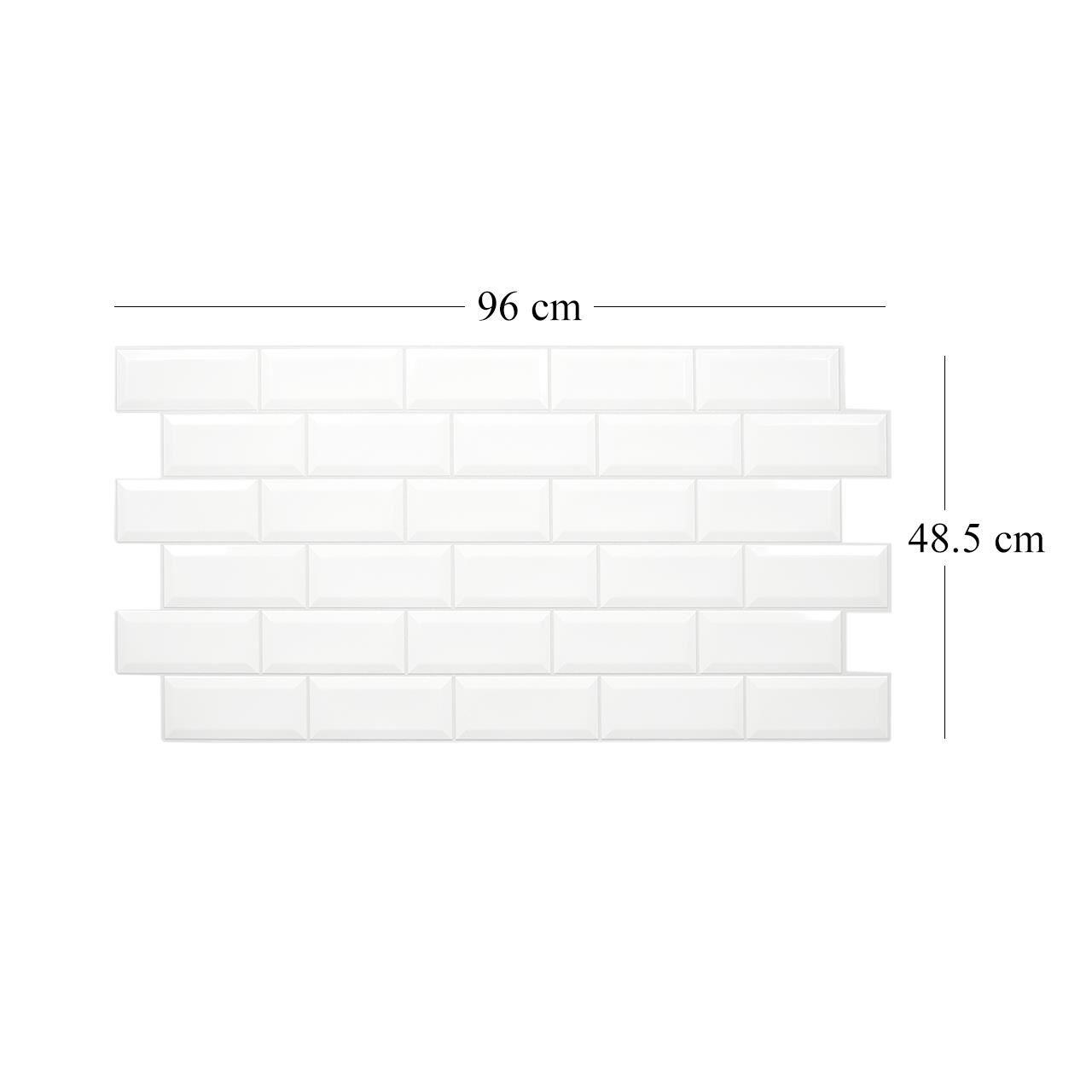 Dekoratív panel, PVC, 3D téglaminta, fehér, 96x48,5 cm