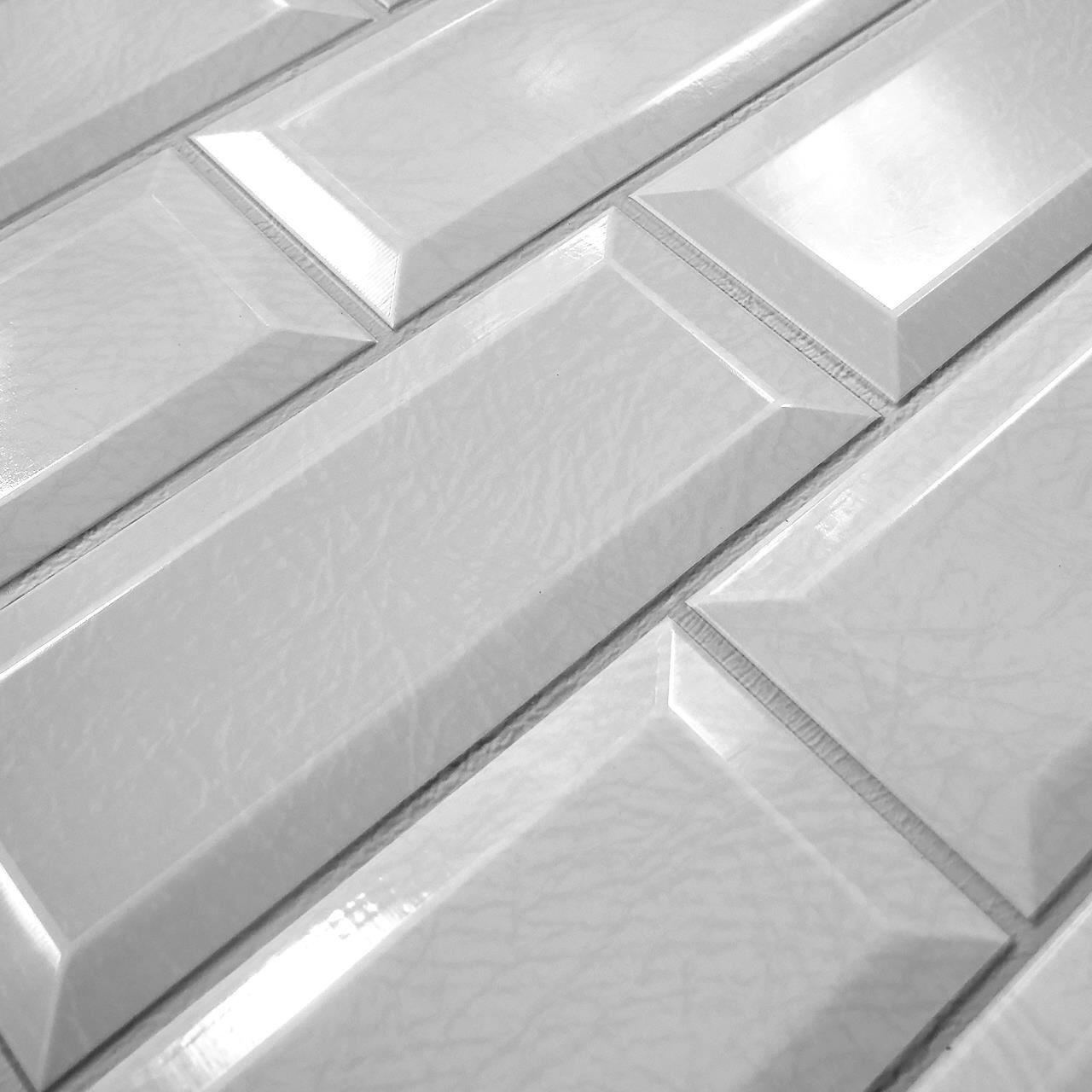 Dekoratív panel, PVC, 3D téglaminta, szürke, 96x48,5 cm