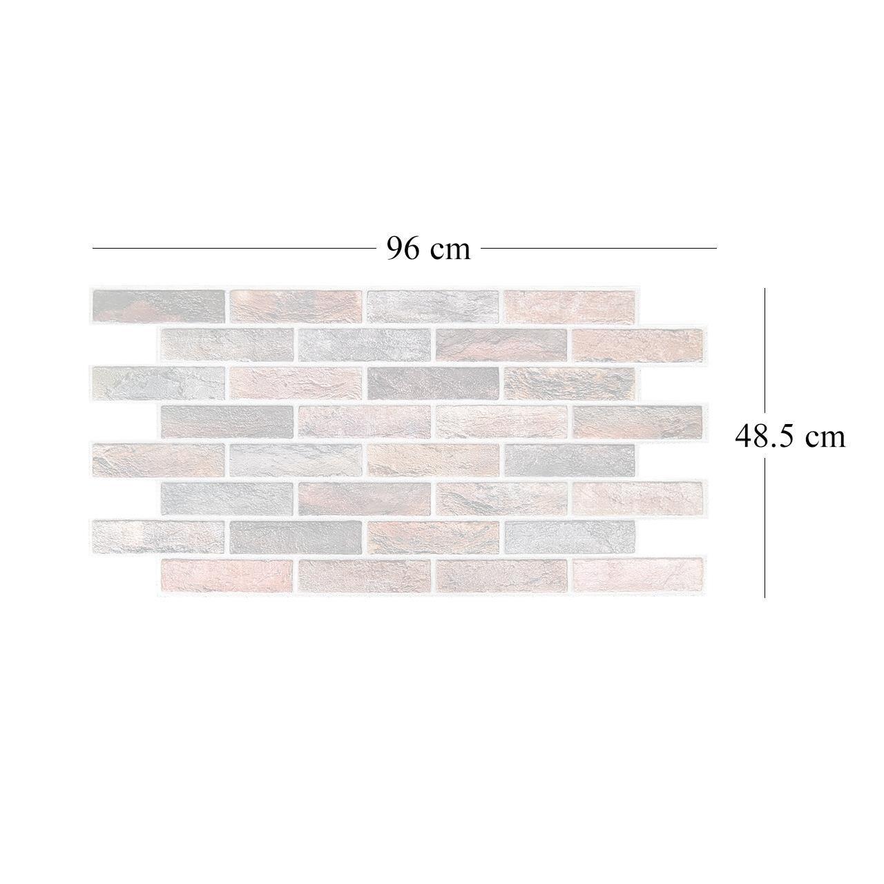 Dekoratív panel, PVC, 3D téglaminta, szürke és narancssárga, 96x48,5 cm