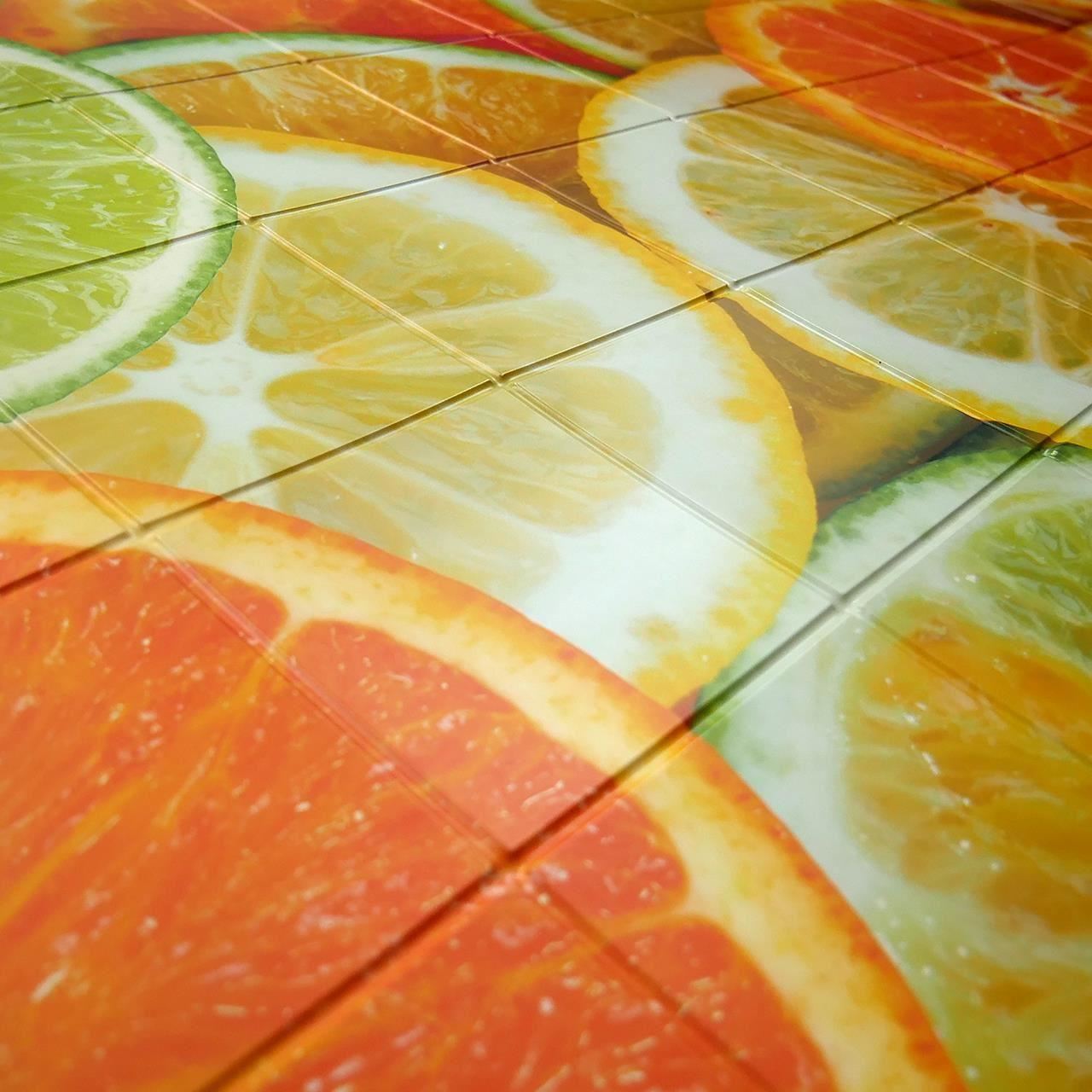 Dekoratív panel, PVC, citrusminta, narancssárga, 96x48,5cm
