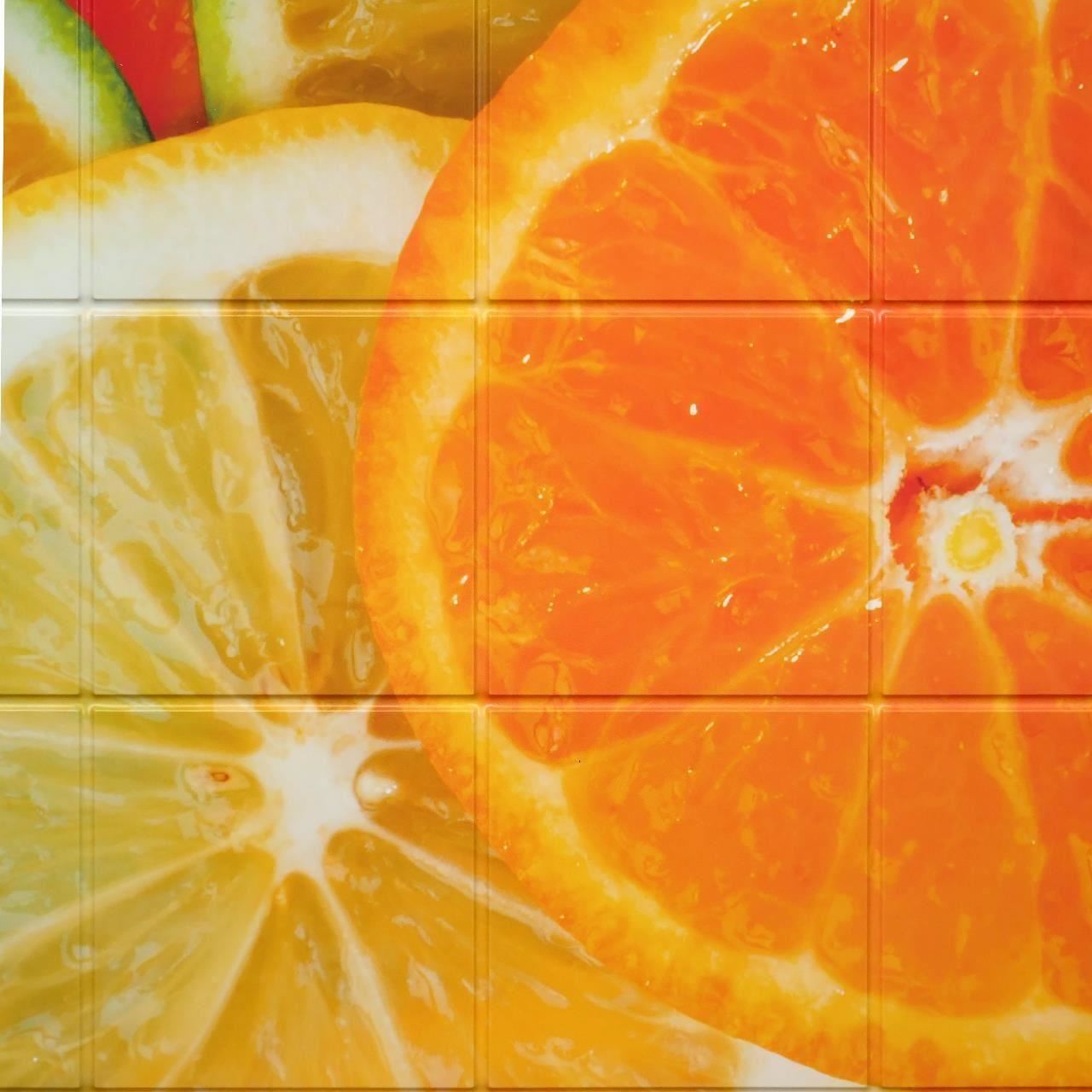 Dekoratív panel, PVC, citrusminta, narancssárga, 96x48,5cm