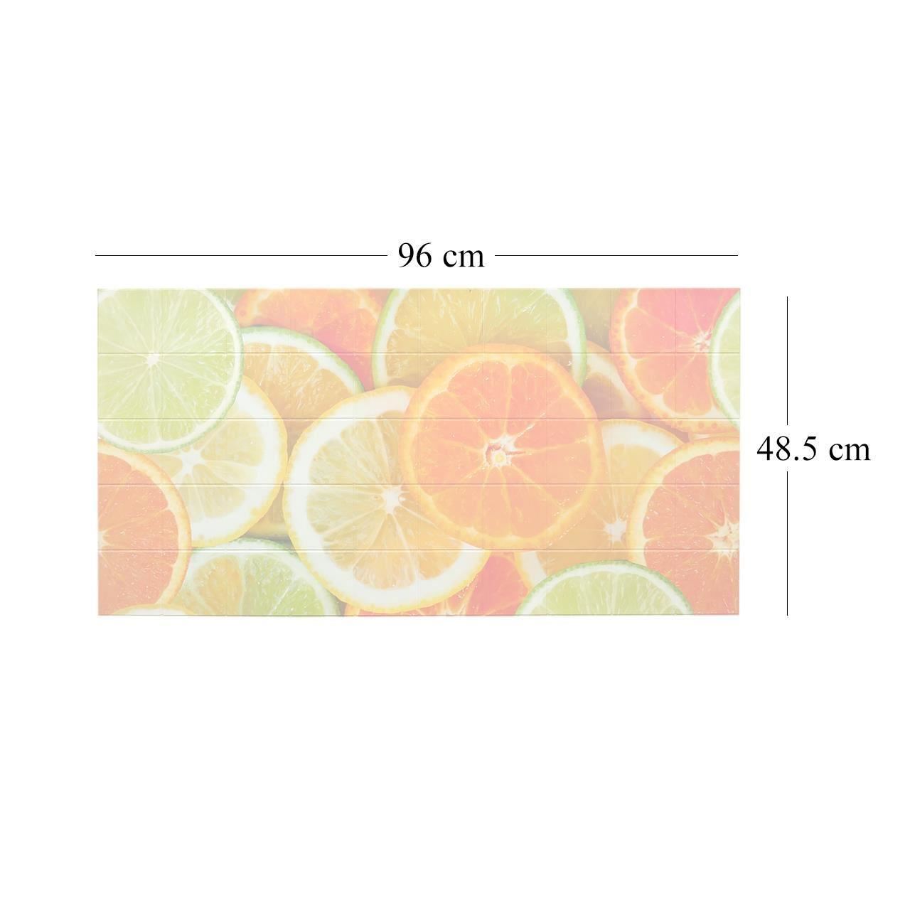 Dekoratív panel, PVC, citrusminta, narancssárga, 96x48,5cm