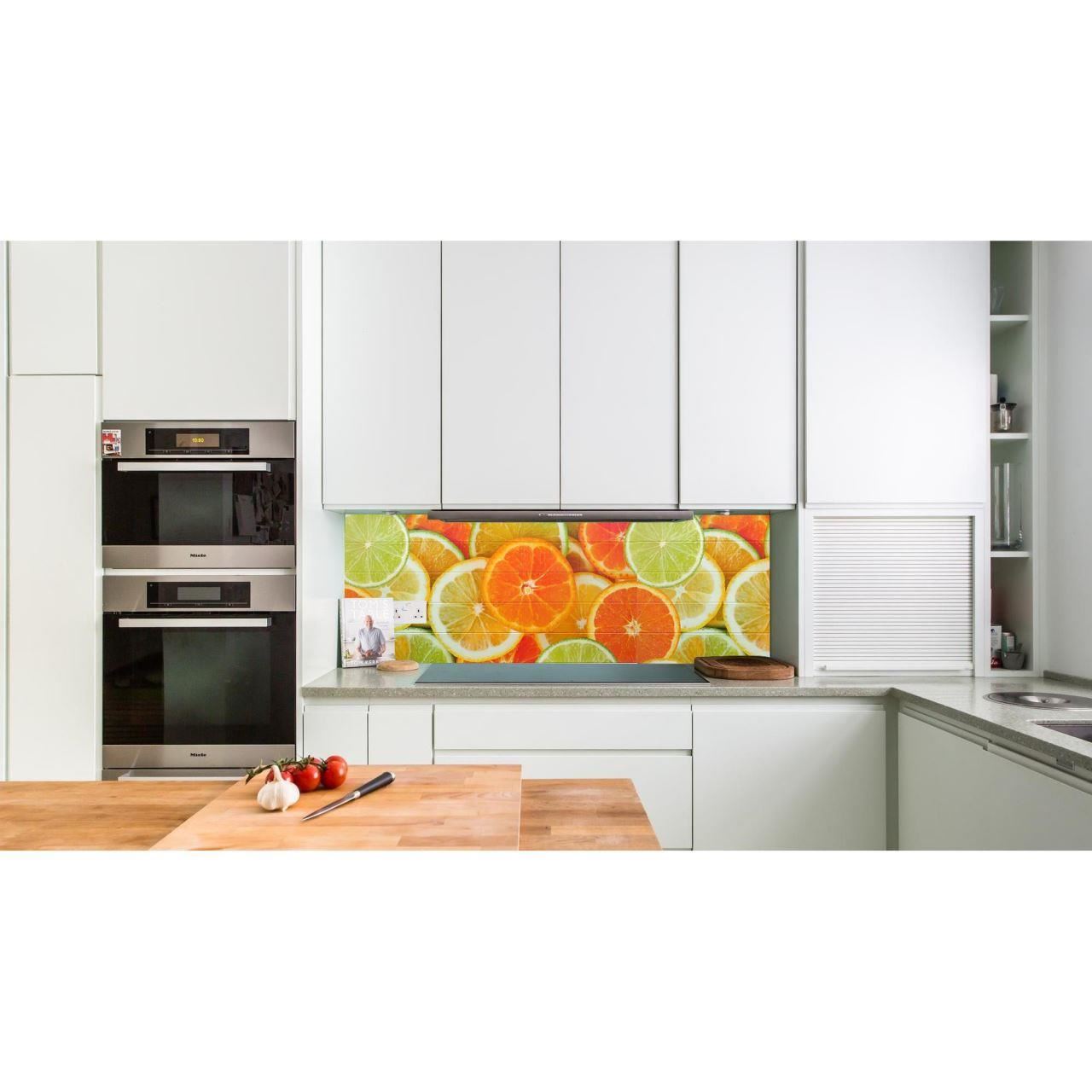 Dekoratív panel, PVC, citrusminta, narancssárga, 96x48,5cm