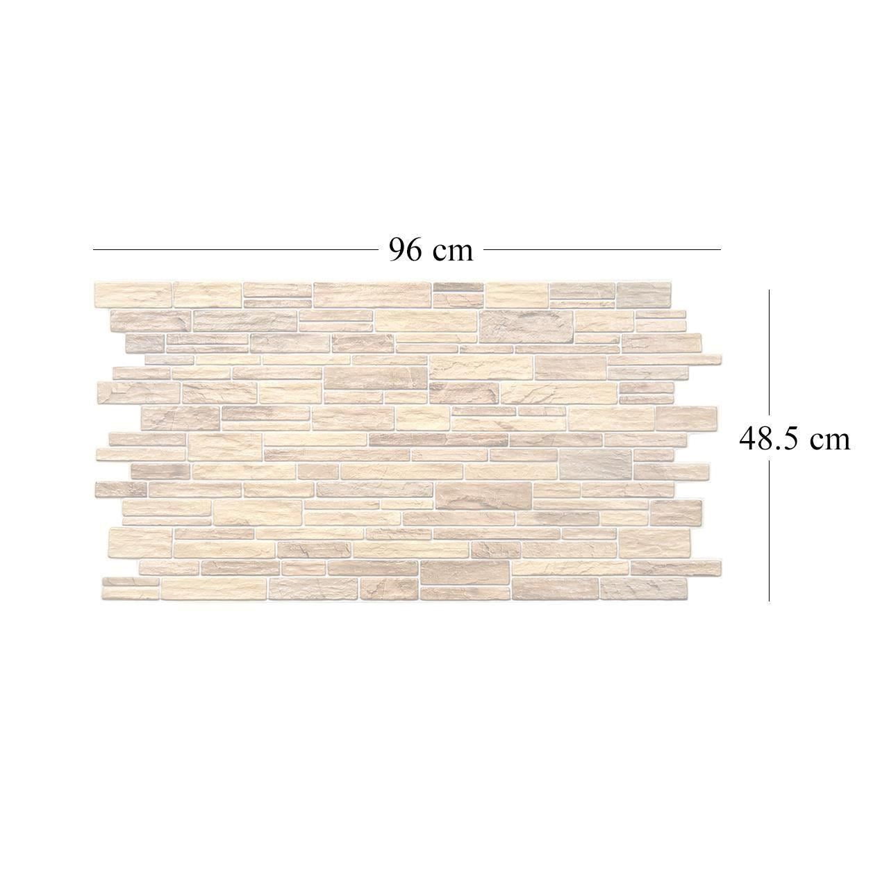 Dekoratív panel, PVC, 3D kőminta, bézs-barna árnyalatok, 96x48,5cm