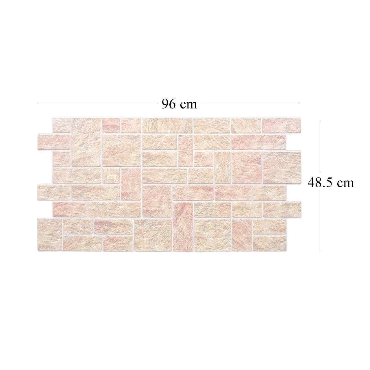 Dekoratív panel, PVC, 3D kőminta, vörösesbarna árnyalatok, 96x48,5 cm