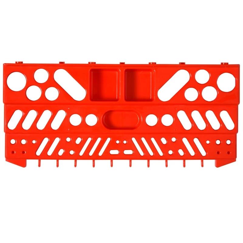 Szerszámos panel, PP, 2 modul, 2 tartópolc, 50 kampó, szürke és piros, max. 30 kg, 95,5x53,5 cm