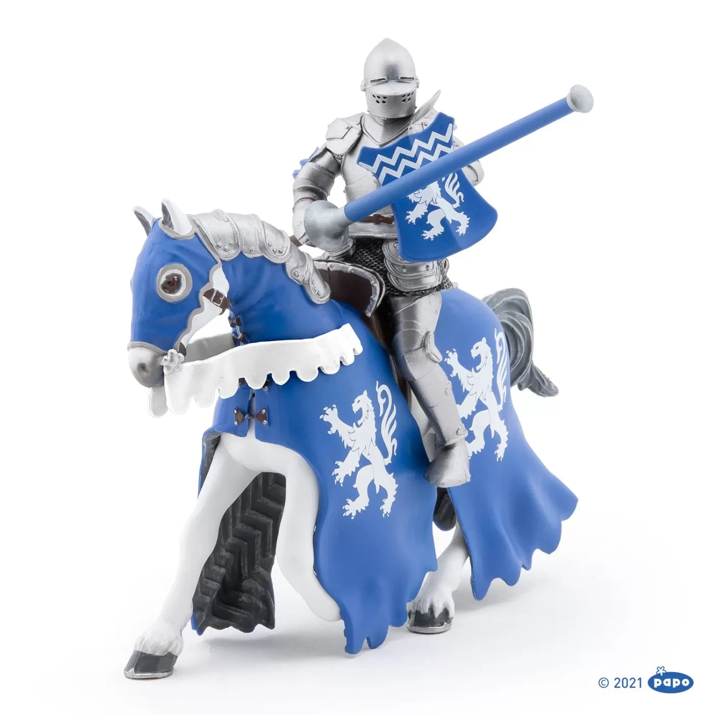 Papo figurina cal cu armura albastra