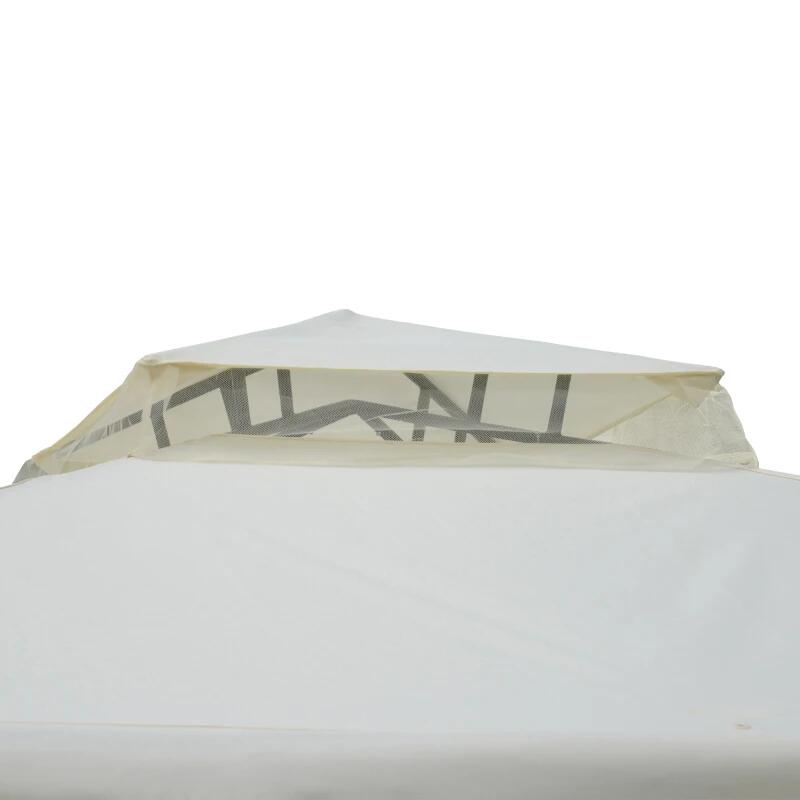 Pavilion/foisor pentru gradina/terasa, cadru metalic, cu perdele, bej, 2.95x2.95x2.63 m