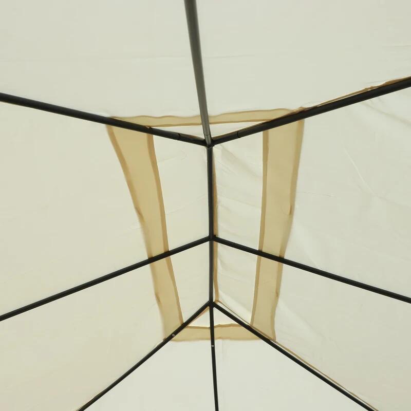 Pavilion/foisor pentru gradina/terasa, cadru metalic, cu perdele, crem, 4x3x2.55 m