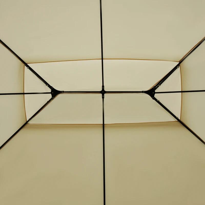 Pavilion/foisor pentru gradina/terasa, cadru metalic, cu perdele, crem, 4x3x2.65 m