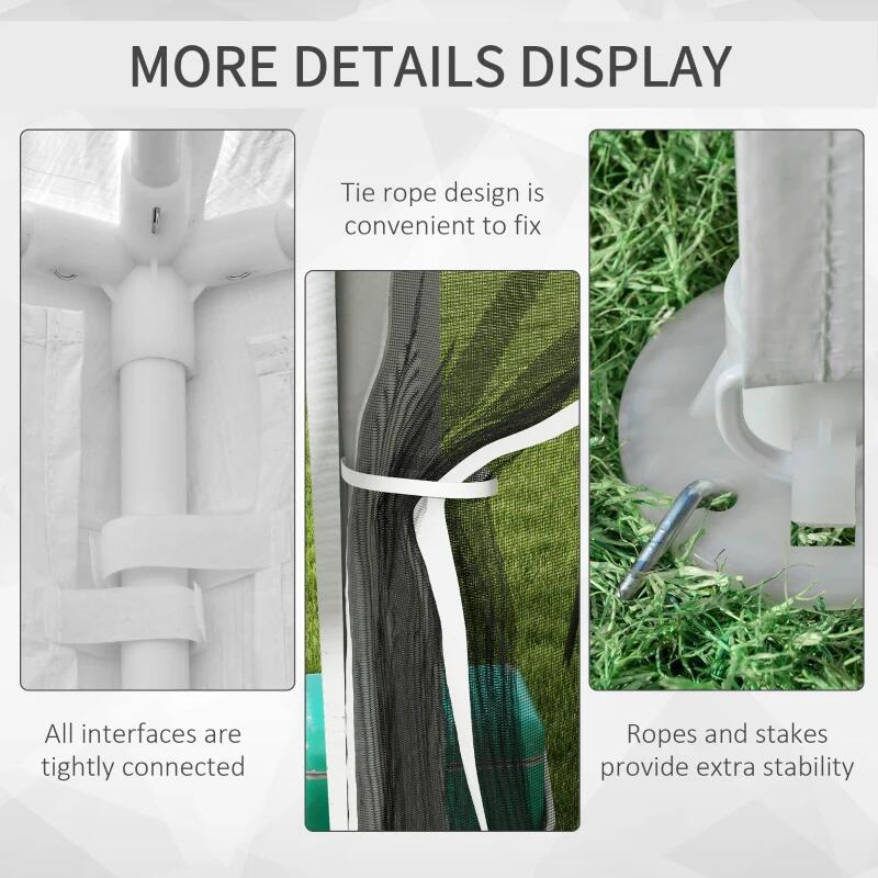 Pavilion/foisor pentru gradina/terasa, cadru metalic, cu plasa de tantari, alb si negru, 3.95x2.95x2.55 m