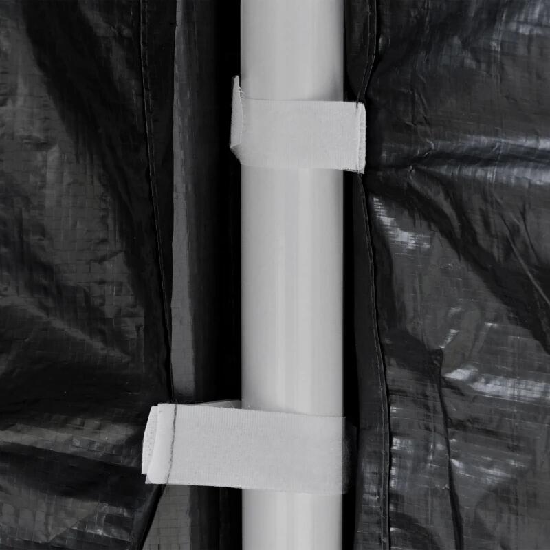 Pavilion/foisor pentru gradina/terasa, cadru metalic, cu plasa de tantari, gri inchis, 3.95x2.95x2.55 m