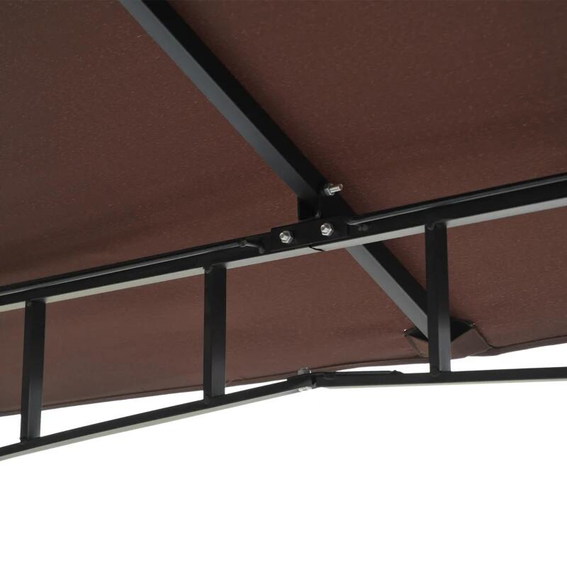 Pavilion/foisor pentru gradina/terasa, cadru metalic, cu plasa pentru insecte, maro si alb, 2.95x2.95x2.7 m
