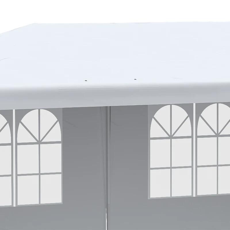 Pavilion pentru gradina/comercial, cadru metalic, 4 pereti, pliabil, alb, 5.85x2.95x2.55 m
