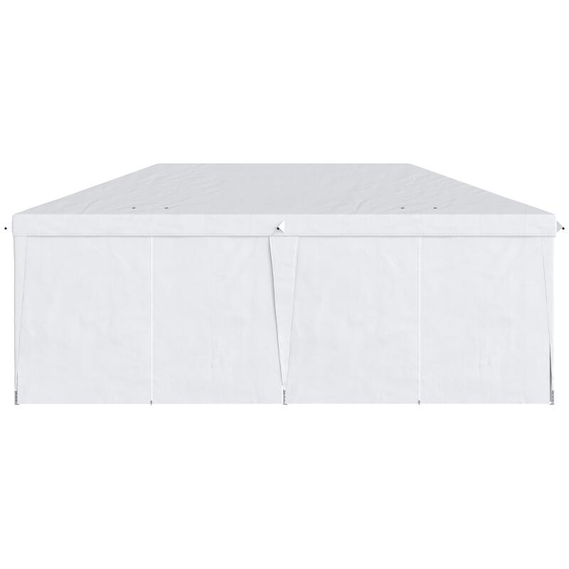 Pavilion pentru gradina/comercial, cadru metalic, material Oxford, 6 pereti, pliabil, alb, 5.85x2.95x2.70 m