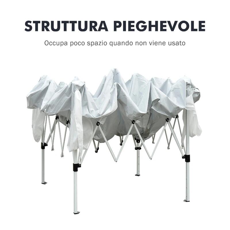 Pavilion pentru gradina/terasa, cadru metalic, material Oxford, pliabil, cu geanta, alb, 3x3x2.4 m
