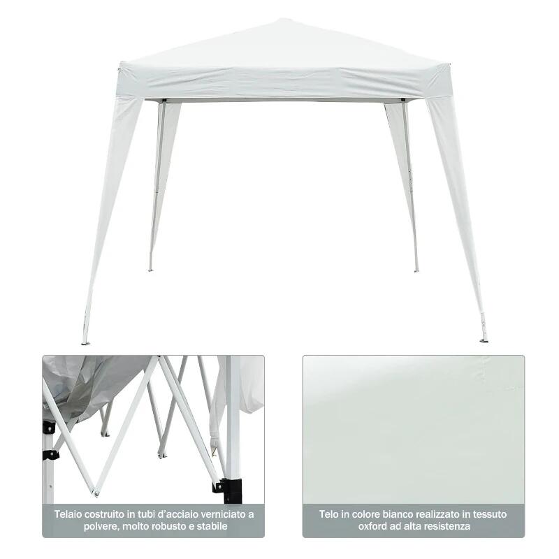 Pavilion pentru gradina/terasa, cadru metalic, material Oxford, pliabil, cu geanta, alb, 3x3x2.4 m
