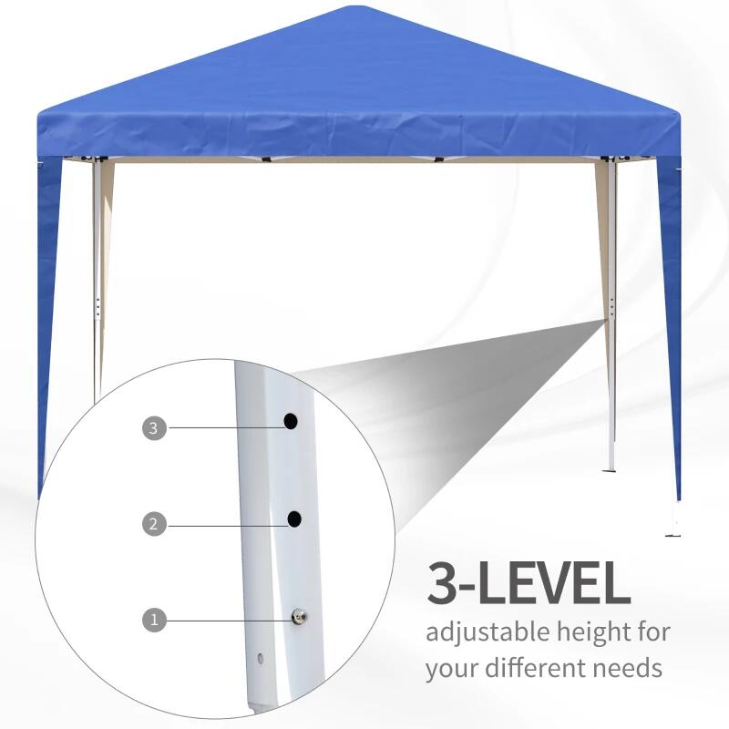 Pavilion pentru gradina/comercial, cadru metalic, material Oxford, pliabil, cu geanta si accesorii montare, albastru, 2.95x2.95x2.55 m