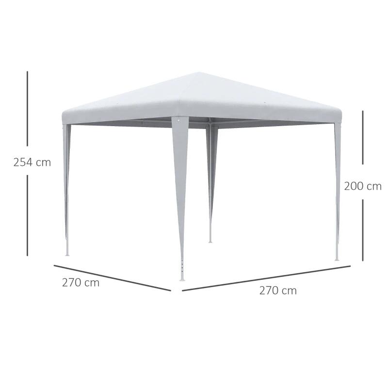 Pavilion pentru gradina/terasa, cadru metalic, pliabil, inaltime reglabila, alb, 2.7x2.7x2-2.54 m