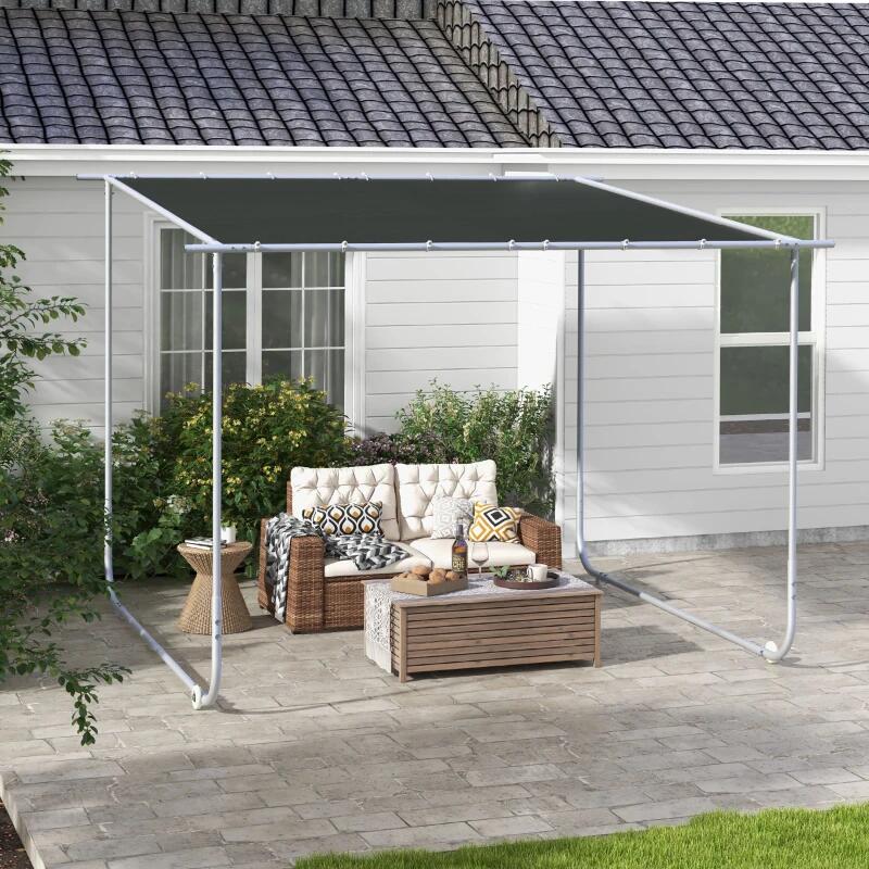 Pavilion pentru gradina/terasa, cu roti, cadru metalic, pliabil, negru, 3.02x3.02x2.5 m