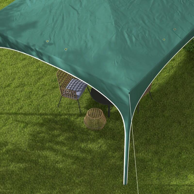 Pavilion pentru gradina/terasa, cadru metalic, material Oxford, cu tarusi, corzi ancorare, geanta, reglabil, verde, 2.95x2.95x2.55 m