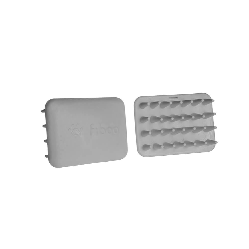 Perie hard pentru masaj si indepartarea parului de caine si pisica, plastic, gri, 90x64x38 mm