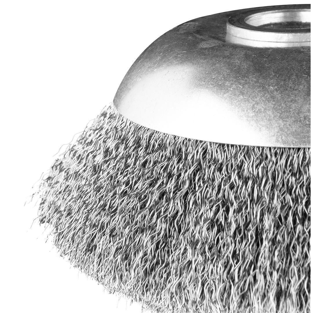 Drótkefe, kör alakú, bozótvágóhoz/szegélynyíróhoz, acél, 150x25,4 mm, grafit